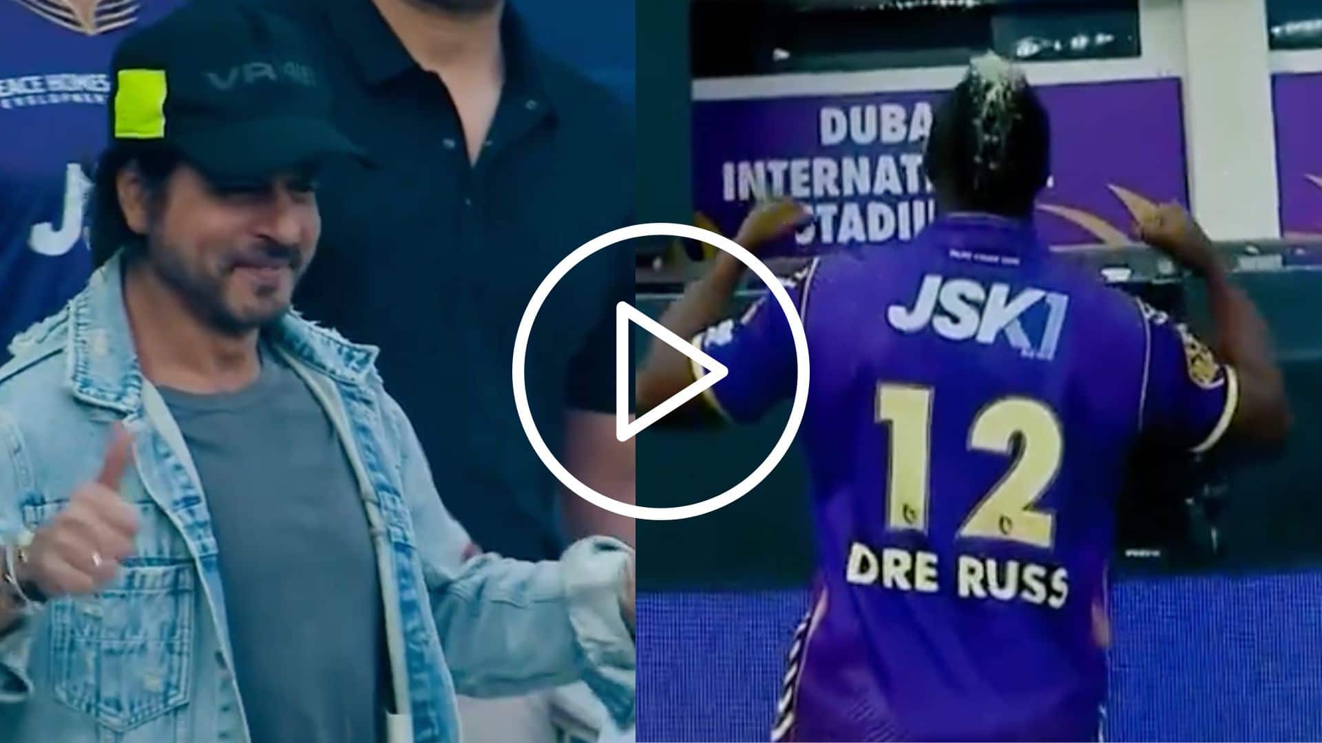 [Watch] Andre Russell Shows Off Muscles To Shahrukh Khan In ILT20 2024